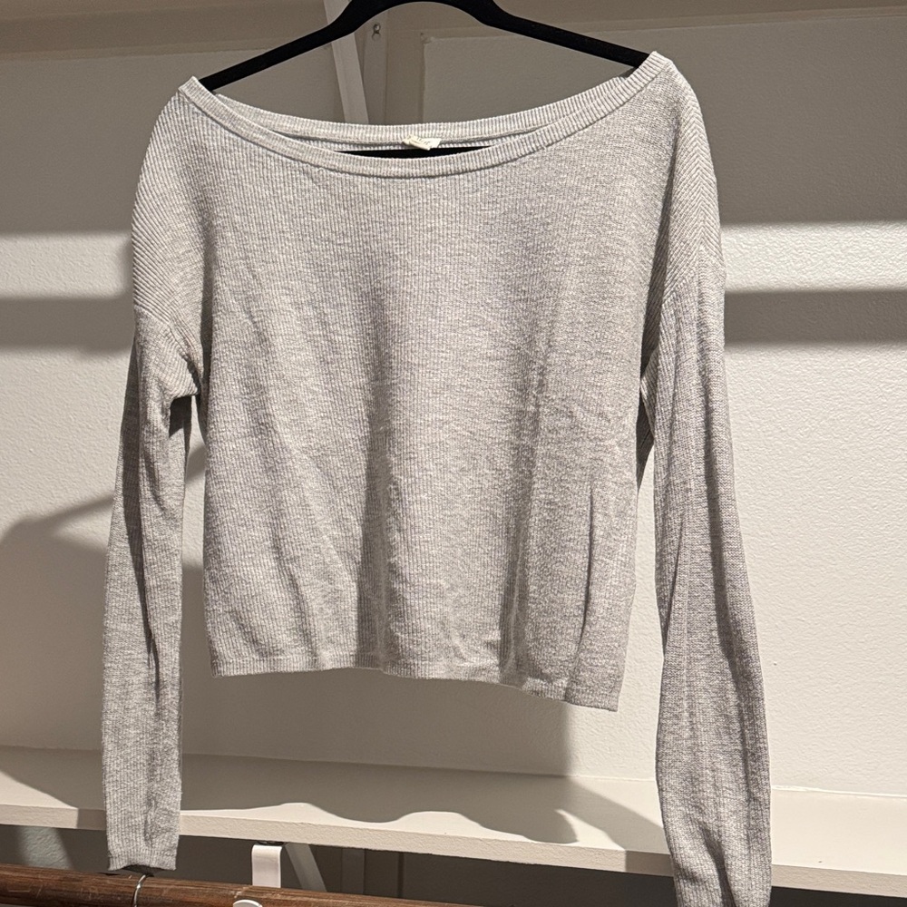 Garage Gray Off-the-Shoulder Sweater